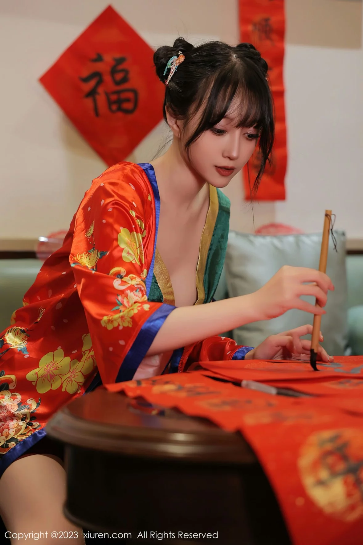 Xrmnw.Com[XiuRen秀人网]No.6167_模特玥儿玥新春主题私房半脱露曼妙身姿对联遮身撩人诱惑写真57P